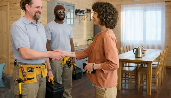 Happy customer after plumbing issue fixed.